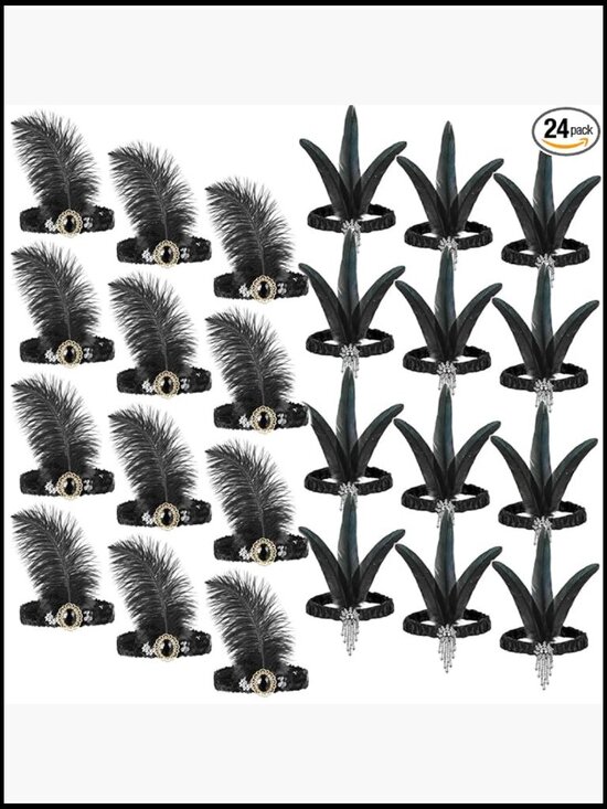 Feather Headband Bulk 24 Pack 1920s Flapper Costume Headpiece Party Accessory main image 6